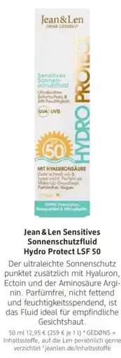 dm drogerie Jean & Len Sensitives Sonnenschutzfluid Hydro Protect LSF 50 Angebot