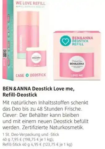 dm drogerie BEN & ANNA Deostick Love me, Refill-Deostick Angebot
