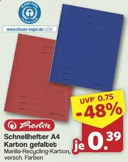 Famila Nord West Herlitz Schnellhefter A4 Karton gefaltet Angebot