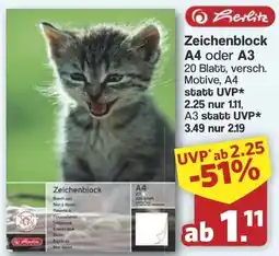 Famila Nord West Herlitz Zeichenblock A4 oder A3 Angebot