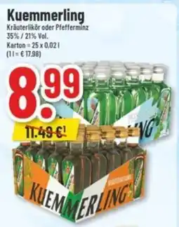 trinkgut Kuemmerling Kräuterlikör oder Pfefferminz Angebot
