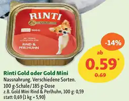 Fressnapf Rinti Gold oder Gold Mini Nassnahrung. Angebot