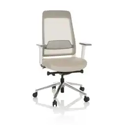 Netto Marken-Discount hjh OFFICE Profi Bürostuhl CHIARO T2 WHITE Stoff/Netzstoff mit Armlehnen (höhenverstellbar) Angebot