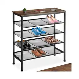 Netto Marken-Discount tectake Schuhregal, Industrial Style, Ablage und 4 Gitterablagen, 75,5 x 30,5 x 85,5 cm Angebot