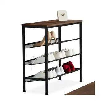 Netto Marken-Discount tectake Schuhregal, Industrial Style, Ablage und 3 Gitterablagen, 75,5 x 30,5 x 69,5 cm Angebot
