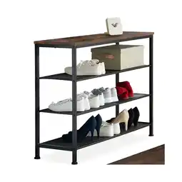 Netto Marken-Discount tectake Schuhregal, Industrial Style, Ablage und 3 Gitterablagen, 100 x 30,5 x 72,5 cm Angebot