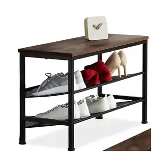 Netto Marken-Discount tectake Schuhregal, Industrial Style, Ablage und 2 Gitterablagen, 75,5 x 30,5 x 45,5 cm Angebot