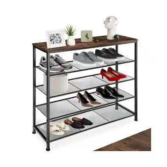 Netto Marken-Discount tectake Schuhregal, Industrial Style, Ablage und 4 Gitterablagen, 100 x 30,5 x 93 cm Angebot