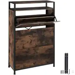 Netto Marken-Discount tectake Schuhschrank, Industrial Style, mit 3 Klappen, inklusive Kippschutz, 81 x 32 x 130 cm Angebot
