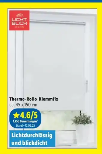 Lidl Lichtblick Thermo-Rollo Klemmfix Angebot