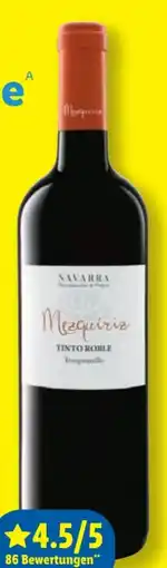 Lidl Navarra Mezquiriz Tempranillo Tinto Roble Angebot