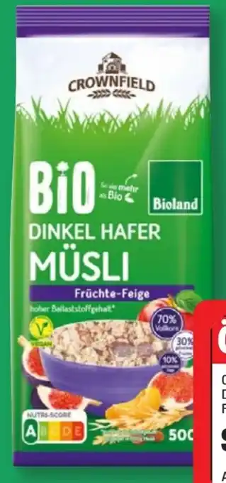 Lidl Crownfield Bio Dinkel Hafer Müsli Angebot