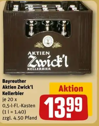 REWE Center Bayreuther Brauhaus Aktien Zwick’l Kellerbier Angebot