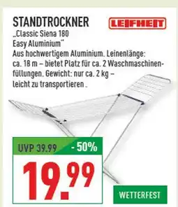 Marktkauf Leifheit standtrockner classic siena 180 easy aluminium Angebot