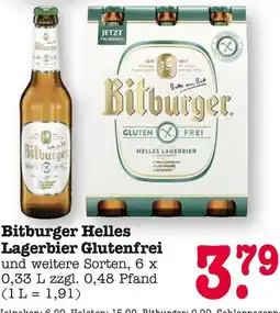 E-Center Bitburger bitburger helles lagerbier glutenfrei Angebot