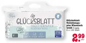 E-Center Glücksblatt toilettenpapier klassisch weiß Angebot