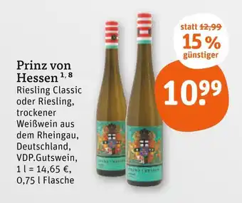 tegut Prinz von hessen riesling classic Angebot