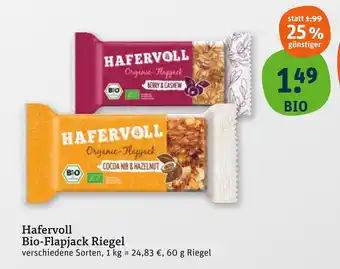 tegut Hafervoll bio-flapjack riegel berry & cashew Angebot