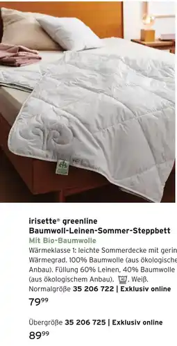 Tchibo Irisette greenline baumwoll-leinen-sommer-steppbett Angebot