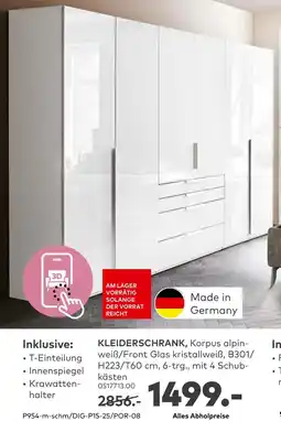 porta Kleiderschrank, korpus alpinweiß/front glas kristallweiß Angebot