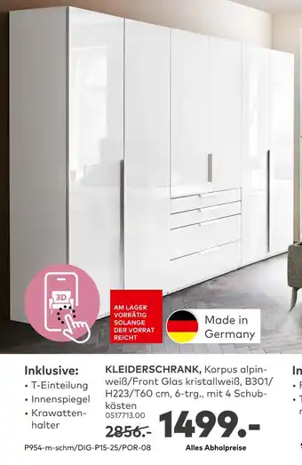 porta Kleiderschrank, korpus alpinweiß/front glas kristallweiß Angebot