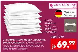 porta Centa-star 3-kammer kopfkissen 'natural down' Angebot