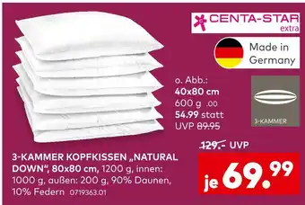 porta Centa-star 3-kammer kopfkissen 'natural down' Angebot