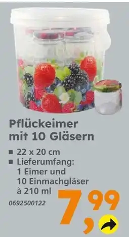 Globus Baumarkt Pflückeimer mit 10 gläsern Angebot