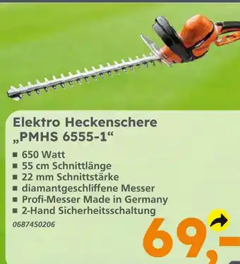 Globus Baumarkt Elektro heckenschere pmhs 6555-1 Angebot
