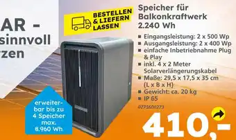 Globus Baumarkt Speicher für balkonkraftwerk Angebot