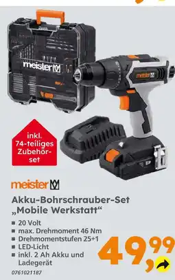 Globus Baumarkt Meister akku-bohrschrauber-set mobile werkstatt Angebot