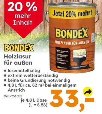 Globus Baumarkt Bondex holzlasur für außen Angebot