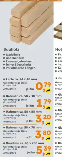 Globus Baumarkt Latte ca. 24 x 48 mm Angebot