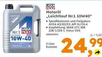 Globus Baumarkt Liqui moly motoröl leichtlauf nr.1 10w40 Angebot