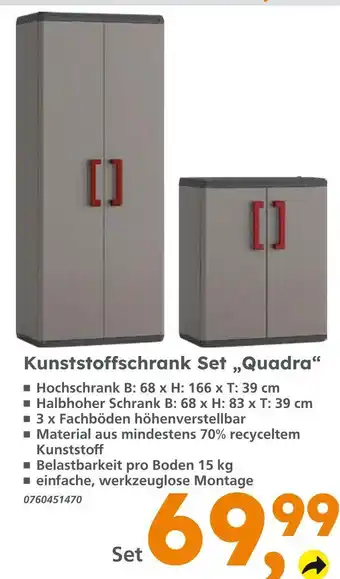Globus Baumarkt Kunststoffschrank set 'quadra' - hochschrank Angebot