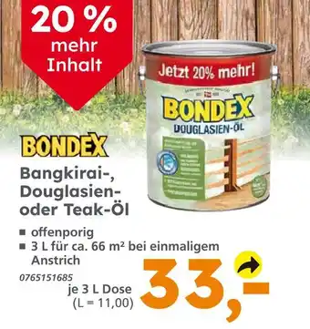 Globus Baumarkt Bondex bangkirai-, douglasien- oder teak-öl Angebot