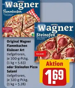 REWE Original wagner flammkuchen elsässer art oder steinofen pizza salami Angebot