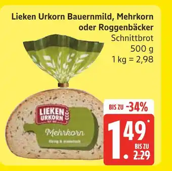 Marktkauf Lieken urkorn bauernmild schnittbrot Angebot