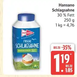 Marktkauf Hansano schlagsahne Angebot