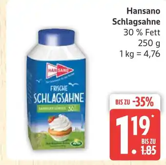 Marktkauf Hansano schlagsahne Angebot