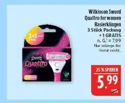 Marktkauf Wilkinson sword quattro for women rasierklingen Angebot