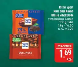 Marktkauf Ritter sport nuss klasse schokolade Angebot