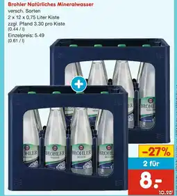 Netto Marken-Discount Brohler natürliches mineralwasser Angebot