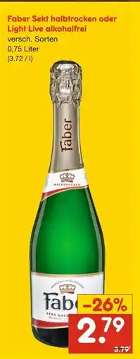 Netto Marken-Discount Faber sekt halbtrocken oder light live alkoholfrei Angebot