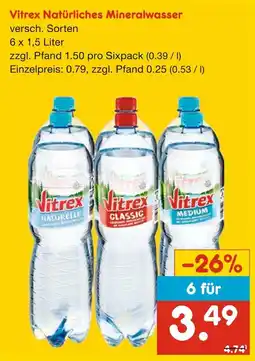 Netto Marken-Discount Vitrex natürliches mineralwasser naturelle Angebot
