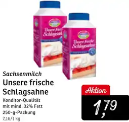 KONSUM Sachsenmilch Unsere frische Schlagsahne Angebot