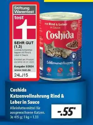 Lidl Coshida Katzenvollnahrung Rind & Leber in Sauce Angebot
