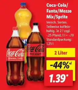 Lidl Coca-Cola, Fanta, Mezzo Mix, Sprite Angebot