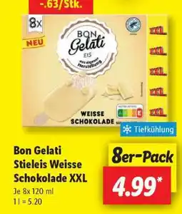 Lidl Bon Gelati Stieleis Weisse Schokolade XXL Angebot
