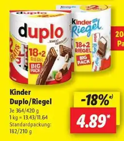 Lidl Kinder Duplo/Riegel Angebot